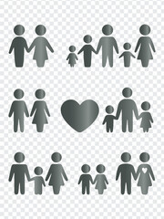 Family Structure and Relationship Diversity Pictograms and Icons Set