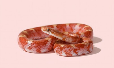 Obraz premium anery morph of corn snake beautiful breed isolated on light pink .