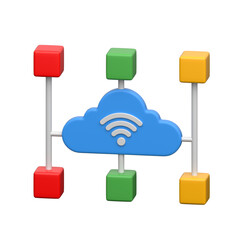 Wireless router with cloud denoting internet connectivity 3d icon