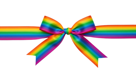 Rainbow ribbon bow colorful decoration for pride month Isolated on transparent background, png