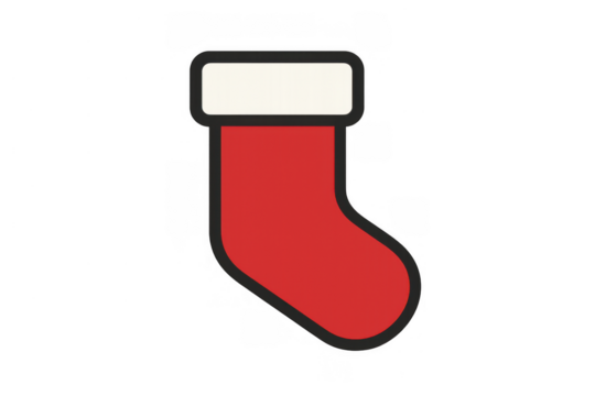 Christmas stocking icon, a symbol of holiday tradition and festive celebration, expecting gifts on transparent background