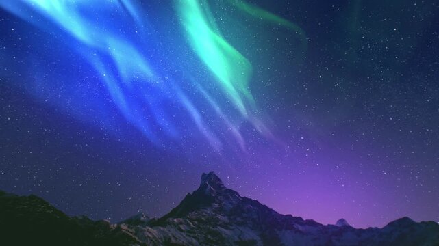 Majestic Aurora Borealis Illuminating Arctic Mountains. Mesmerizing Northern