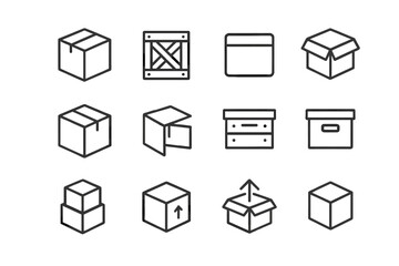 Box Icons Set in Line Style