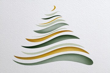 Minimalist hand drawn christmas tree with soft watercolor texture on white background for holiday decor and greeting card design