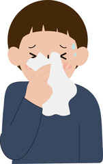 기침을 하는 감기 걸린 소년