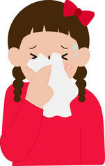 기침을 하는 감기 걸린 소녀
