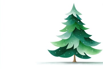 Elegant watercolor christmas tree with soft green washes and subtle details on white background for festive design