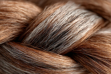 Fototapeta premium Hair texture showing dry brown strands mixed with graying hairs