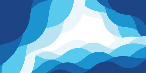 Seamless sea waves layered vector background. Soft Blue ocean waves. Water wave pattern design.
