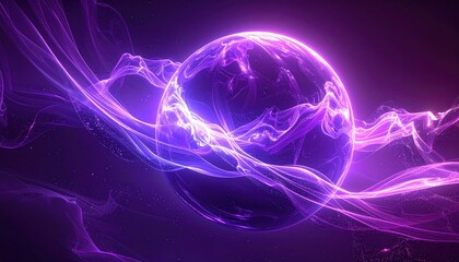Glowing sphere surrounded by ethereal, flowing, purple energy