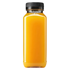 Bright orange juice stands in a clear bottle, showcasing its vibrant color and thirst-quenching appeal