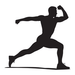 Silhouette of Muscular Man in Yoga Pose