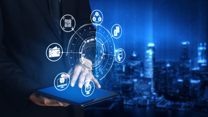 Digital wallet icons show mobile payment, digital wallet transfer, and online banking. Digital...