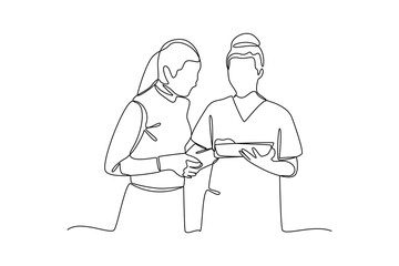 Simple continuous line of Medical Check Up Activity. Simple line, creativity, vector.