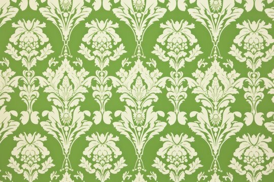1960s vintage wallpaper green damask pattern art backgrounds.