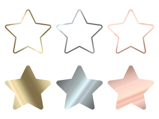 メタルカラーの星の装飾のイラストセット