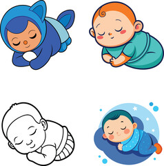  Baby sleeping vector illustration on a white background