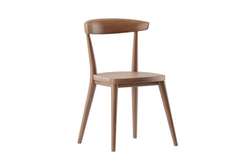 Elegant minimalist wooden chair with curved backrest and square seat, showcasing natural wood grain. Perfect for modern home decor. background removed