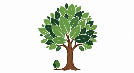 Mustard seed symbol of growth with a large tree and small sapling. Vector illustration representing potential and new beginnings. Flat design graphic isolated on white