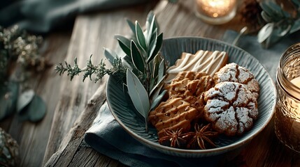 assortment of sweet cookie on the plate