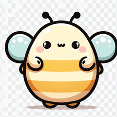 Adorable Kawaii Bumblebee Cartoon Illustration with Cute Expression.