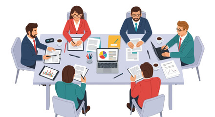 Productive Business Meeting Illustration Teamwork and Collaboration in a Corporate Environment