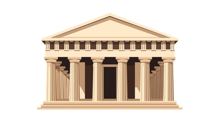Fototapeta premium Classic ancient temple with pillars. Vector graphic illustration of a Greek or Roman historic building isolated on a white background