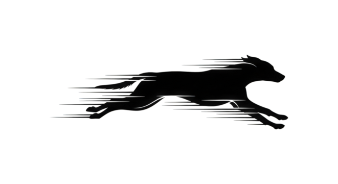 Fast Abstract Silhouette of a Running Dog with Motion Blur Effect