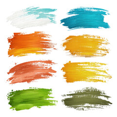 Various paint strokes in bright colors arranged in a grid for artistic inspiration and design ideas