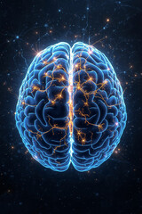 The brain's prefrontal cortex illuminates with radiant problem-solving pathways activating across surface