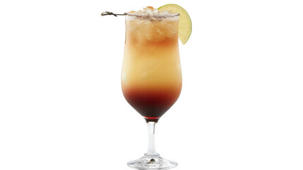 Layered drink with apple slice on transparent background