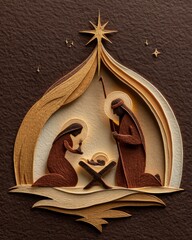 Stylized Night Nativity with Glowing Manger Light.