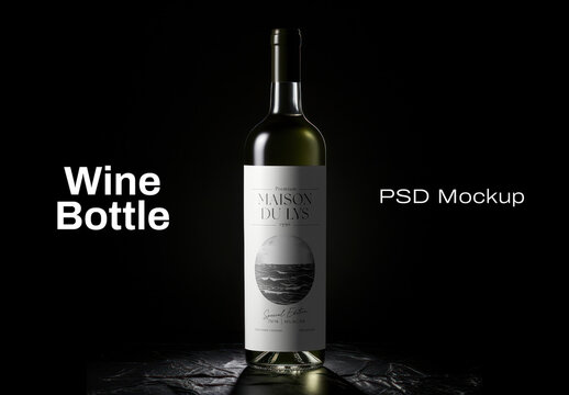 Elegant Wine Bottle Mockup Design Psd