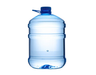 Large clear bottle of water, blue cap