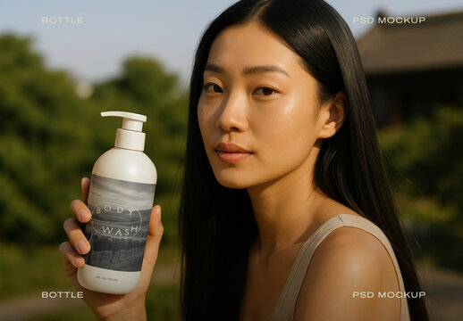 Natural Beauty Body Wash Mockup Psd