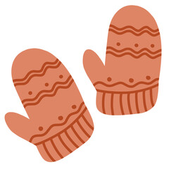 Vector illustration of cute orange handsocks. Perfect for winter theme design, vacation, holiday, or just fashion element