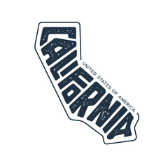 California. Hand drawn USA state name silhouette on white background. Modern typography for t shirt prints, posters, stickers, cards, souvenirs. Vector vintage illustration.