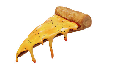 Cheese pizza topped with oregano. A popular fast food dish made of dough with baking. Triangular sliced pizza. 3d rendering	