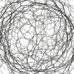 Abstract tangle of silver branches resembling a sphere isolated on transparent background