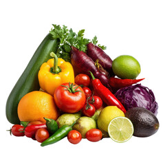 Vibrant collection of fresh vegetables and fruits showcases healthy options for cooking and meal prep at any time