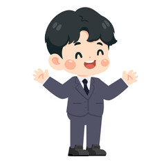 Cartoon Businessman Character with Open Arms
