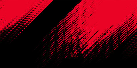 Black and red abstract grunge background with halftone style modern red