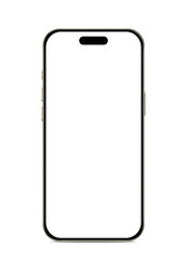 Smartphone with Empty Display Screen for Mockup Template on a White Backdrop