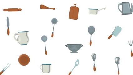 Kitchen Utensils Background Looping Animation