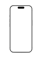 Frameless Mobile Phone with Blank Screen, Isolated on White Background