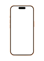 Frameless Smartphone with Blank White Display and Orange Metallic Trim on Isolated Background