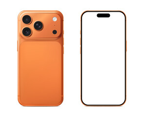 Modern Smartphone with Three Camera Lenses and Blank White Screen Isolated