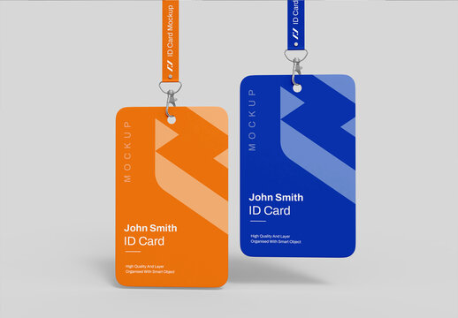 Floating ID Card Mockup Template