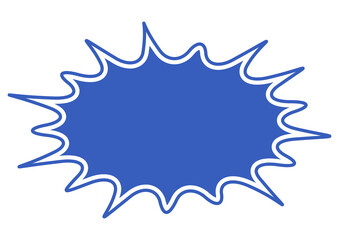 爆発・衝撃を表現するポップな青いフレーム