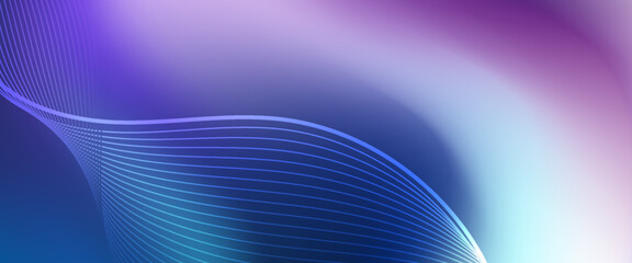 Futuristic abstract background with smooth glowing curved lines and gradient colors in purple